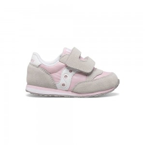 Saucony Baby Jazz Hook & Loop Sneaker Gris Rosas Blancas Colombia | 7358-XJZQU