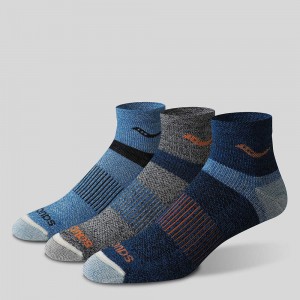 Saucony Inferno Merino Lana Blend Quarter 3-Pack Sock Azules Colombia | 4913-GMOKQ