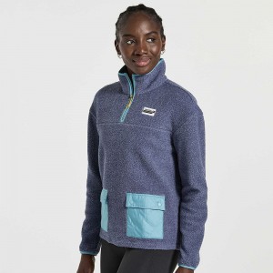 Saucony Rested Sherpa 1/4 Zip Sodalite Heather Colombia | 0842-AGUMI