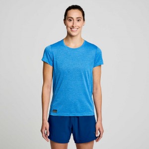 Saucony Stopwatch Corta Sleeve Bluelight Heather Colombia | 5789-OZRMY