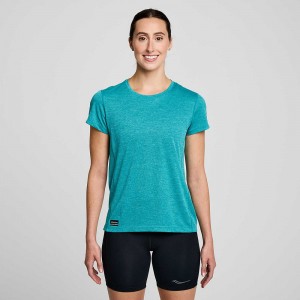 Saucony Stopwatch Corta Sleeve Ink Heather Colombia | 9875-MUDQK