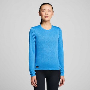 Saucony Stopwatch Long Sleeve Bluelight Heather Colombia | 0983-XASYN