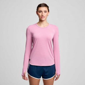 Saucony Stopwatch Long Sleeve Orchid Heather Colombia | 6902-TXEOJ