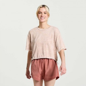 Saucony Unwind Crop Corta Sleeve Rosas Colombia | 4037-XPRFW